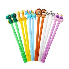 6 支/套可愛卡通動物中性墨水筆 0.5 毫米各種風格原子筆文具辦公室、學生、兒童隨機款式