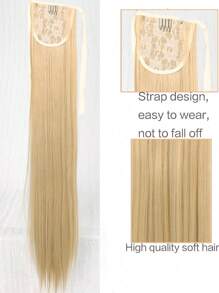 18-34 英寸超长直金色马尾辫合成马尾接发，适合女性中国新年、音乐节、派对、角色扮演、节日和日常使用 - 金色 - 查看 4