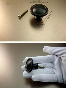 2入組黑色圓形蘑菇形狀櫥櫃門把手抽屜手 - 黑色 - 查看 2