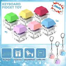 1pc Keyboard Fidget Keychain Reduce Stress Toy Finger Keyboard Keychain Fidget Button Adult Pressure Relief Gift (6 Colors) - White - View 11