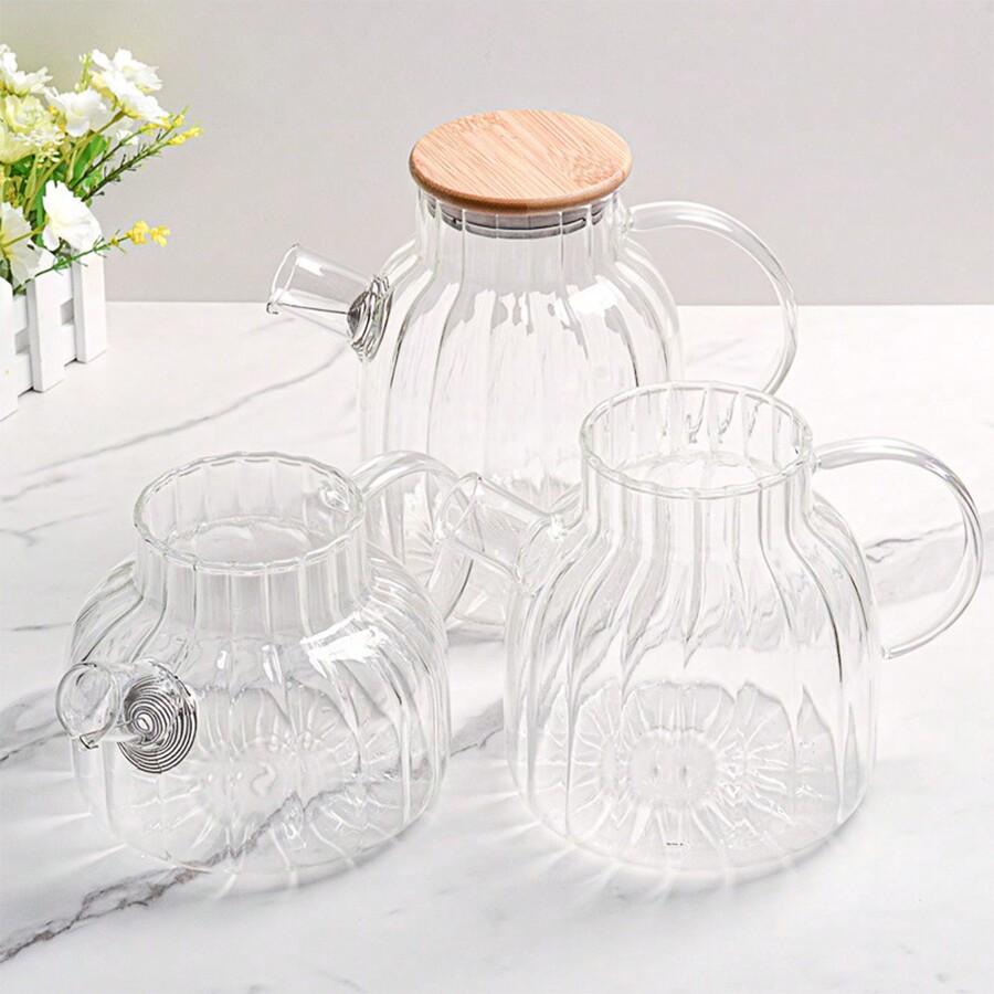 Glass Teapot Stovetop & Microwave Safe Water Jug,Stripe Glass