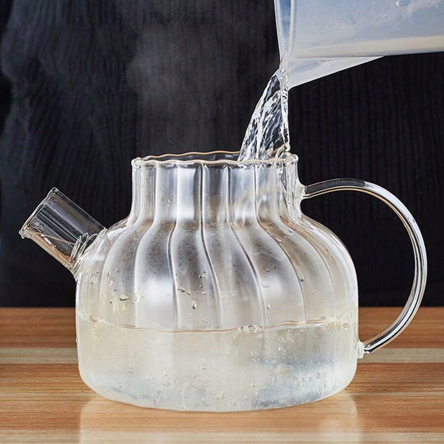 Glass Teapot Stovetop & Microwave Safe Water Jug,Stripe Glass