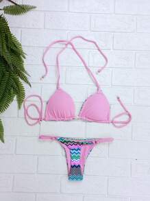 Women Bikini Sets - 玫紅色 - 查看 2