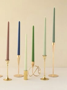 4pcs Set Taper Candles Decorative, Dinner Candle Set Smokeless And Dripless Household, Wedding, Party, And Home Decor Candlesticks, Halloween, Spooky, Autumn, Winter, Holiday, Festival, Room Decor, Gifts Birthday Graduation - Green - View 5