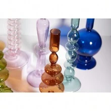 一件独特的玻璃烛台，用我们美丽的玻璃烛台点亮您的生活。手工制作，完美无瑕，这些烛台适合任何场合！、房间装饰、礼物 - 彩色 - 查看 11