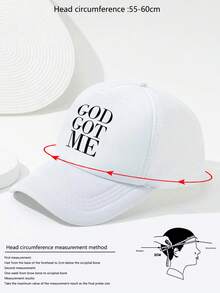 1pc Men's Outdoor Fashionable Breathable Adjustable Baseball Mesh Cap Trucker Hat With Letter Print Casual - White - View 4