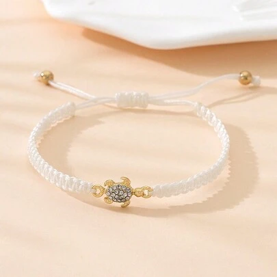 יחידה 1 מתכת & אבן חן משובץ צב עיצוב זוגות פשוט חבל קלוע צמידים