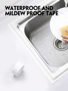 1 卷,3.8 厘米 * 320 厘米廚房和浴室防水防黴膠帶,pvc 自粘廁所填充密封條,非常適合密封水槽、爐灶、廁所、角落和裂縫 - 白色 - 查看 2