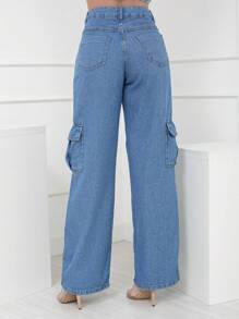 Women Jeans - 中等水洗藍 - 查看 4