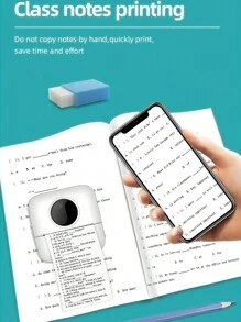 迷你便攜式照片印表機，考題印表機，附 5 卷熱感紙，適用於二維碼、待辦事項清單等的印表機，日常想法表達列印，列印每時每刻也適合辦公室 - 白色 - 查看 6