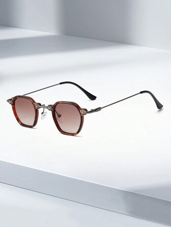 1 件女士复古金属多边形小框眼镜，适合日常佩戴