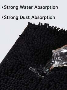 1pc Anti-Slip Long Plush Chenille Bathroom Rug, Super Soft And Absorbent, Machine Washable Home Bathroom Decor Floor Carpet Outdoor Rug Door Mat Summer Bathroom Accessories - Black - View 7