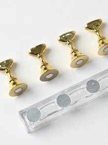 1 件日式美甲棋盤展示架,帶亞克力和水晶底座,用於練習指甲套和練習架 - 金色 - 查看 4