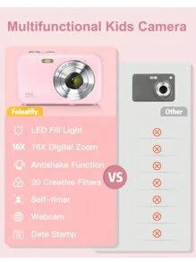 Digital Camera, FHD 1080P Camera 44MP Point And Shoot Digital Cameras Compact Small Camera For Beginners(Pink) - Pink - View 6