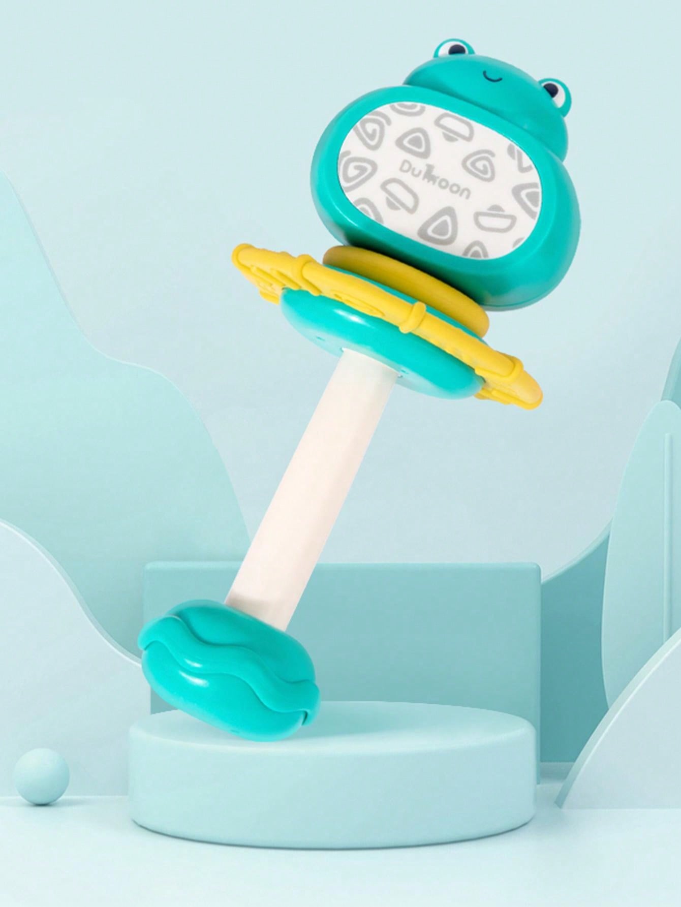 Frogshaped Silicone Teether And Rattle Toy (blue, Can Be Boiled