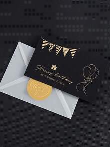 5入組生日、感謝、最美好的祝福、復古金箔賀卡(連信封),適用於聖誕節和假期