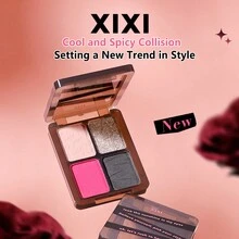 Xixi誘惑野性四色眼影盤:閃光和霧面眼影,是辣妹或甜美風必備品 - 藍色、綠色和自然色調,營造出誘人的眼妝 - #5 午夜派對 - 查看 1