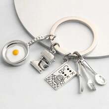 Key Chains For Car Keys, Cooking Keychain Home Cooking Key Ring Fried Egg Pan Blender Cook Book Tableware Key Chain For Chef Gifts Jewelry DIY,Key Chain, Cooking Keychain Home Cooking Key Ring Fried Egg Pan Blender Cook Book Tableware Key Chain For Chef Gifts Jewelry DIY - Silver - View 2
