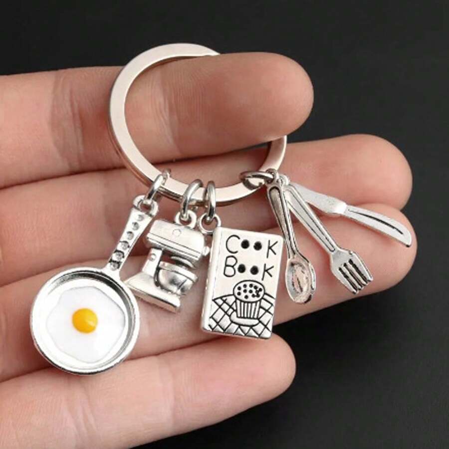 Key Chains For Car Keys, Cooking Keychain Home Cooking Key Ring Fried Egg Pan Blender Cook Book Tableware Key Chain For Chef Gifts Jewelry DIY,Key Chain, Cooking Keychain Home Cooking Key Ring Fried Egg Pan Blender Cook Book Tableware Key Chain For Chef Gifts Jewelry DIY - Silver - View 1