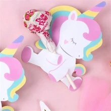 50pcs Unicorn Party Decoration Paper Cards For Diy Lollipop Decoration Back To School Valentine Day - Pink - View 1