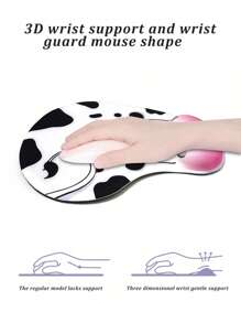 Cute Cow Pattern Mouse Pad With Wrist Rest - Multicolor - View 3