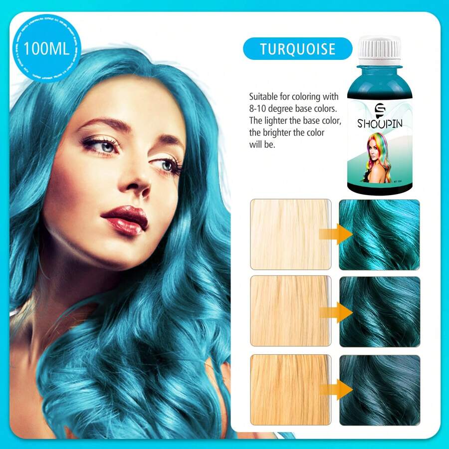 (綠松石)5d染髮膏超級藍色髮色修復半永久染色 | 純素配方含有玻尿酸保濕,植物蛋白質恢復活力,增強結合技術,3.38安士1包裝 - 薄荷綠 - 查看 1