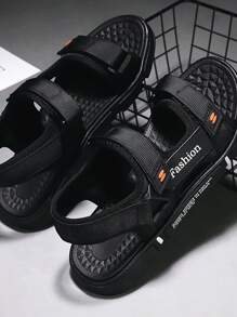Men's Spring To Summer Breathable And Non-Slip Beach Sandals - Black and White - View 2