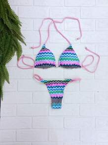 Women Bikini Sets - 玫紅色 - 查看 1