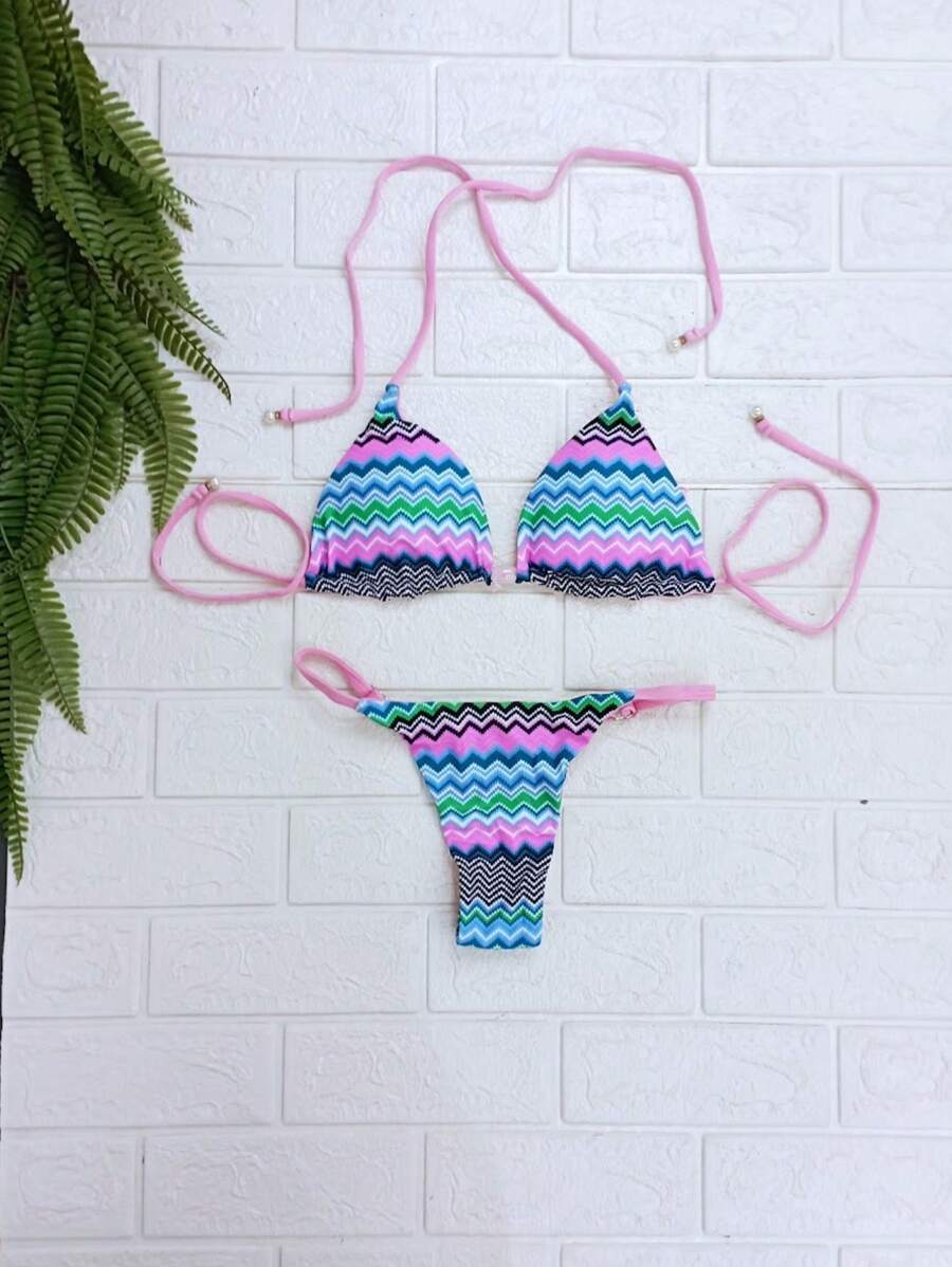 Women Bikini Sets - 玫紅色 - 查看 1