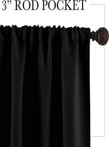 1入組純色桿袋隔光廚房短窗簾,適用於臥室,廚房短窗簾和多層小窗簾 - 黑色 - 查看 4