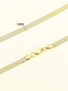1pc Fashionable 18K Gold Color Stainless Steel Snake Bone Blade Chain Necklace, High-Quality Necklace For Wedding, Engagement, And Party - Gold - View 2