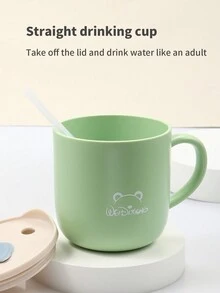 1個兒童奶杯帶吸管,240ml容量,pp材質,耐熱易清洗,適合喝牛奶和水 - 綠色 - 查看 4