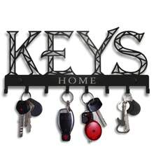 1pc Wall Mounted Key Holder, Black Key Rack For Wall Decor, Metal Key Hooks For Hallway, Entryway, Office, Small Key Hanger For Wall - Black - View 1