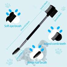 2 件双头狗泪梳，温和清洁眼部并去除泪痕 - 适合小型犬和猫（黑色） - 黑色 - 查看 3