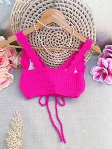 Women Knit Tops - 玫紅色 - 查看 2