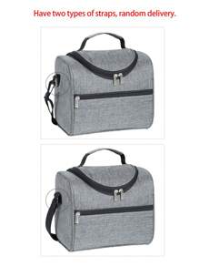 1pc Polyamide Insulated Lunch Bag, Portable Lunch Box Storage Bag For Outdoor - Grey - View 7