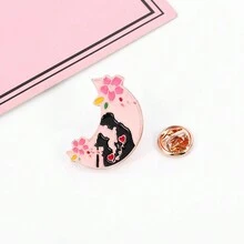 1 Miếng Cá nhân hóa Creative & Đáng yêu & Thiết kế độc nhất Toàn trận Mặt trăng Hình dạng Hợp kim Trâm cài Thích hợp Đối với Mặc hàng ngày - Phong cách - Xem 2