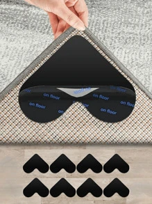 8 Piezas Ajustadores De Alfombras, Almohadillas Antideslizantes De Doble Cara Para Alfombras, Pelusa Adhesiva De La Cinta Lavable En Área, Almohadilla Para Alfombras, Cinta Para Alfombras Esquina, Clip Para Los Lados Para Suelos De Madera Y Baldosas - Negro - Ver 1