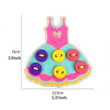 1入組木製鞋帶蒙特梭利教具,穿線練習織扣,幼稚園兒童早期教育教具互動玩具 - 彩色 - 查看 6