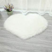 1pc Heart-shaped Carpet Mat For Bedroom Bedside, Sofa Cushion, Foot Pad, Soft And Durable, Peach Pink - White - View 1