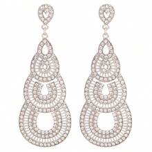 1對長款新娘婚禮鑽石吊燈耳環時尚串飾珠水滴形水晶耳墜,適用於女性、女孩、新娘、伴娘、派對、晚會、選美、舞台服飾珠寶 - 白色 - 查看 8