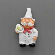 6pcs, Kitchen Chef Refrigerator Magnet, Cartoon Fridge Magnet, 3D Magnetic Stickers, Refrigerator Decoration, Cute Things, Kitchen Decoration Collection, Home Decor, Room Decor, Birthday Gift - White - View 4
