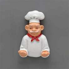 6pcs, Kitchen Chef Refrigerator Magnet, Cartoon Fridge Magnet, 3D Magnetic Stickers, Refrigerator Decoration, Cute Things, Kitchen Decoration Collection, Home Decor, Room Decor, Birthday Gift - White - View 2