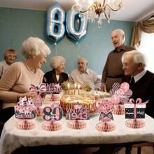 Ein Set mit 9 roségoldenen Tischdekorationen für Geburtstagspartys für 16-, 21-, 30-, 40-, 50-, 60-, 70- und 80-Jährige. Die Dekorationen können als Geburtstagsdekoration für Männer und als funkelnde Tischdekorationen für Frauen verwendet werden. Die Dekoration im Wabenstil ist die perfekte Ergänzung für Tischdekorationen für Geburtstagspartys und das beste Geschenk als Dekorationszubehör für Geburtstagspartys. - Rosenrot - Übersicht 11