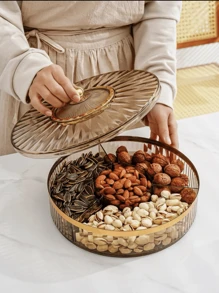 1入組圓形金色堅果收納盒 - 金色 - 查看 1