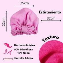 Toalla de microfibra, gorro turbante para el cabello de secado rápido, gorro de baño, toalla envolvente para secar el cabello - Rosa - Ver 5