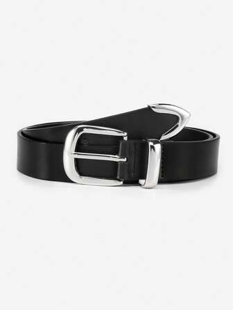 1 件女士银扣金属环休闲 PU 腰带，适合日常生活夏季、学校秋季、秋季、万圣节