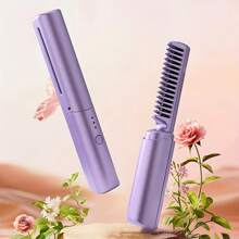 Electric Hairbrush Straightener With Ceramic & Anion Feature, Wet/dry Dual-use, Portable, For Home