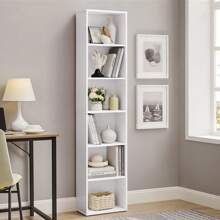 VASAGLE Bücherregal, mit 6 Ebenen, Standregal, Aufbewahrungsregal, für Wohnzimmer, Büro, Schlafzimmer, Arbeitszimmer, skandinavischer Stil, 24 x 40 x 178,5 cm, weiß LBCDE167T14 - Weiss - Übersicht 1