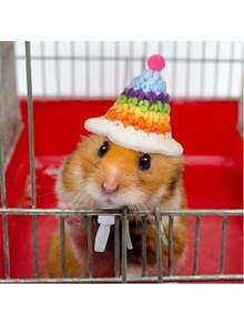 1pc Hand Knitted Hamster Mini Hat(random Color) - Multicolor - View 3